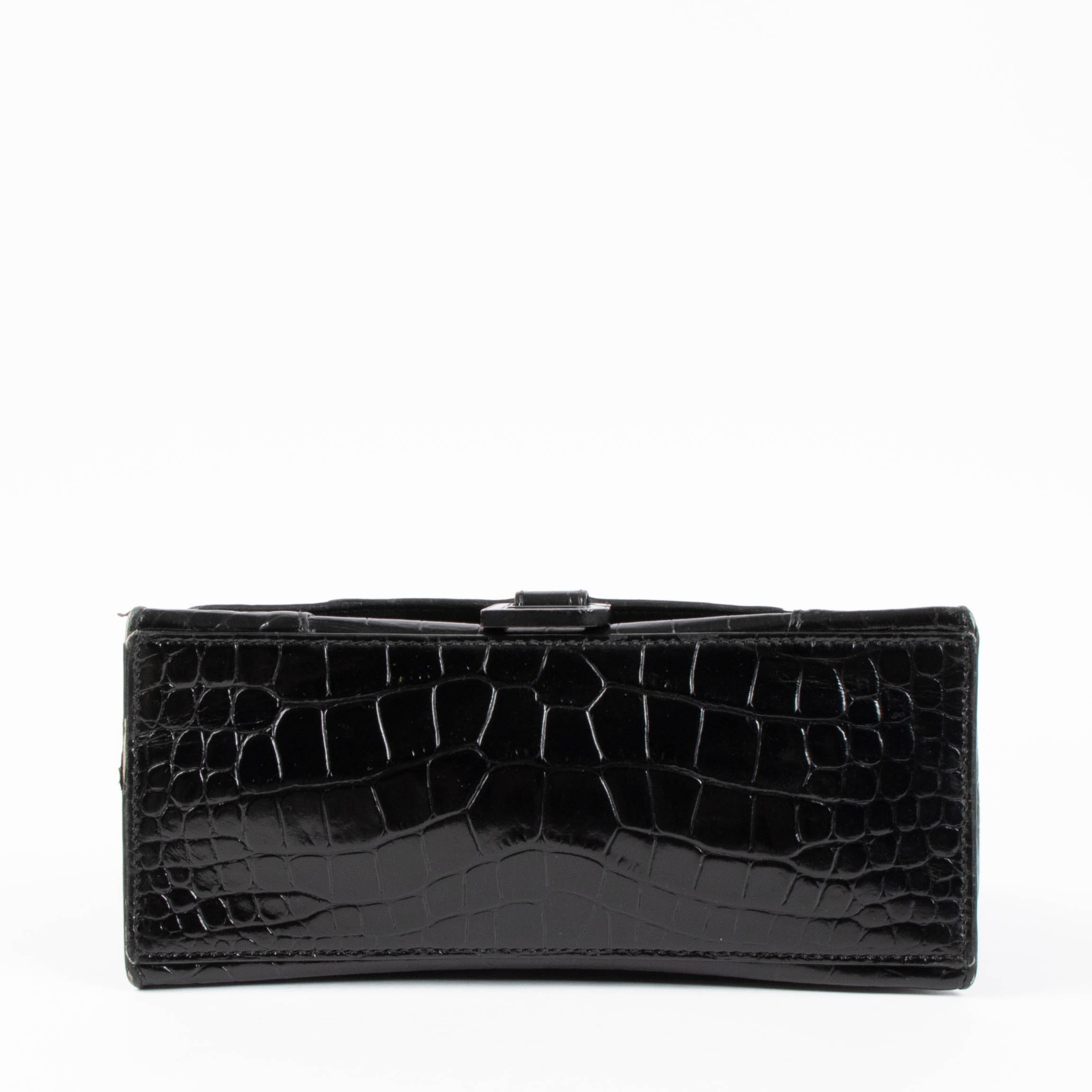 Balenciaga Black Croco Small Hourglass Bag