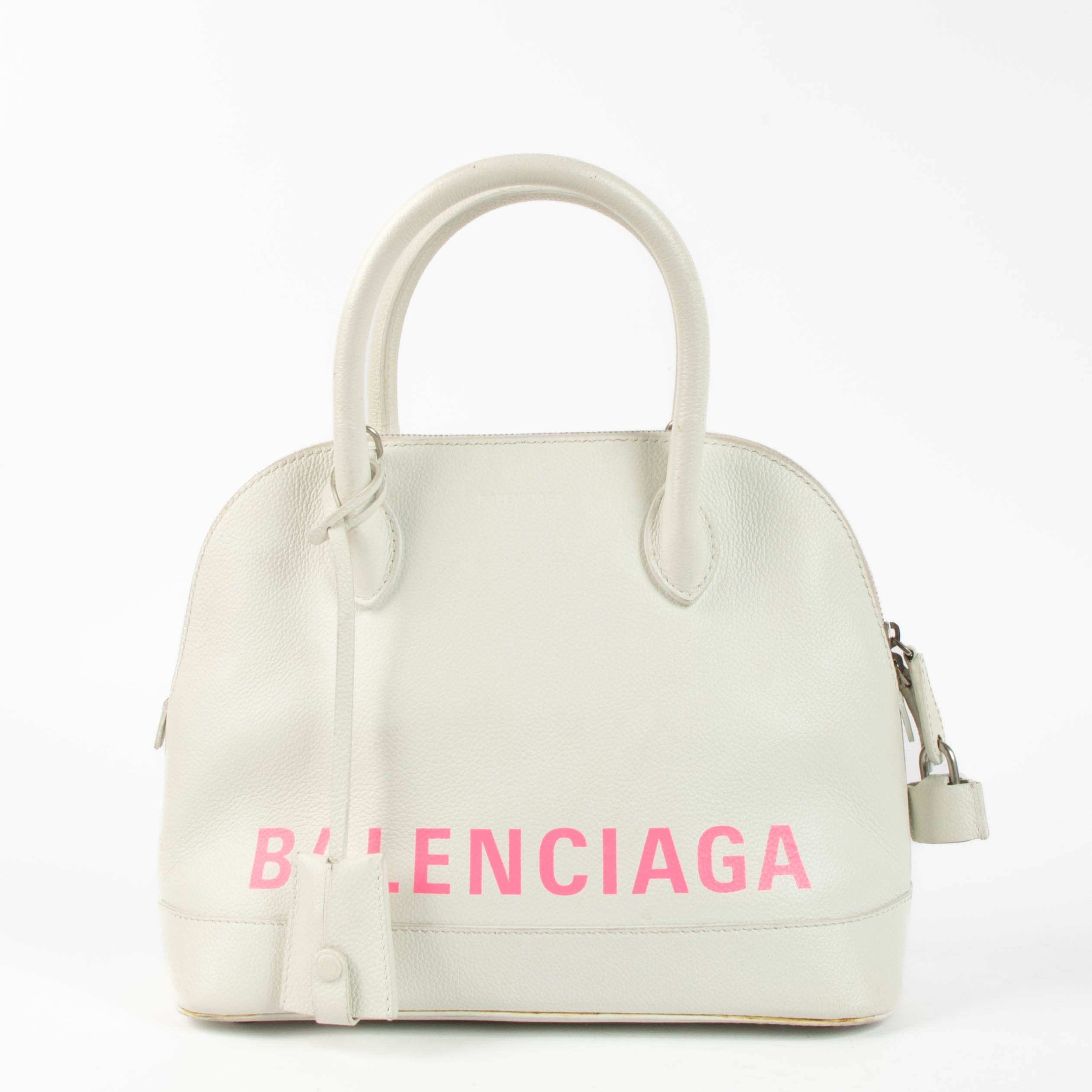 Balenciaga White Logo Ville Small Bag