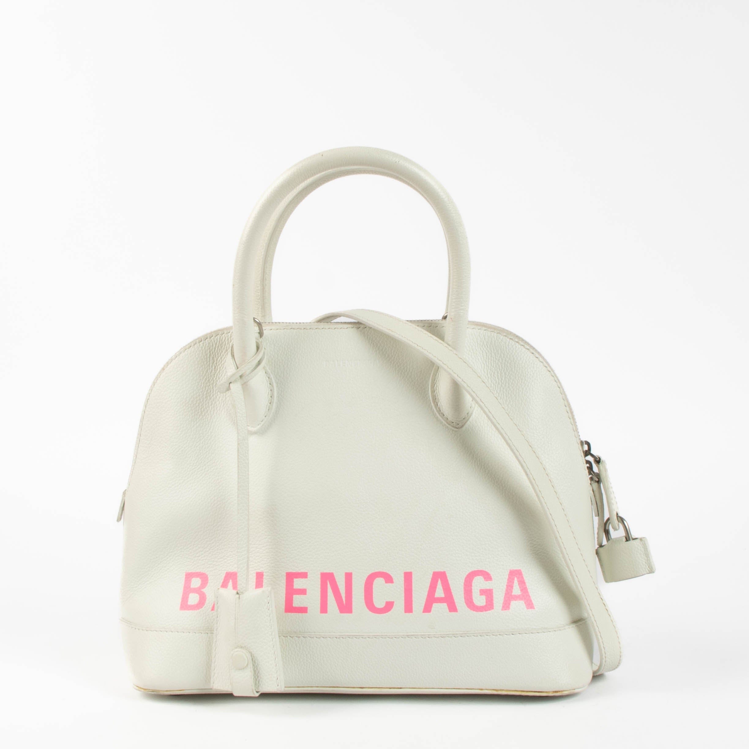 Balenciaga White Logo Ville Small Bag