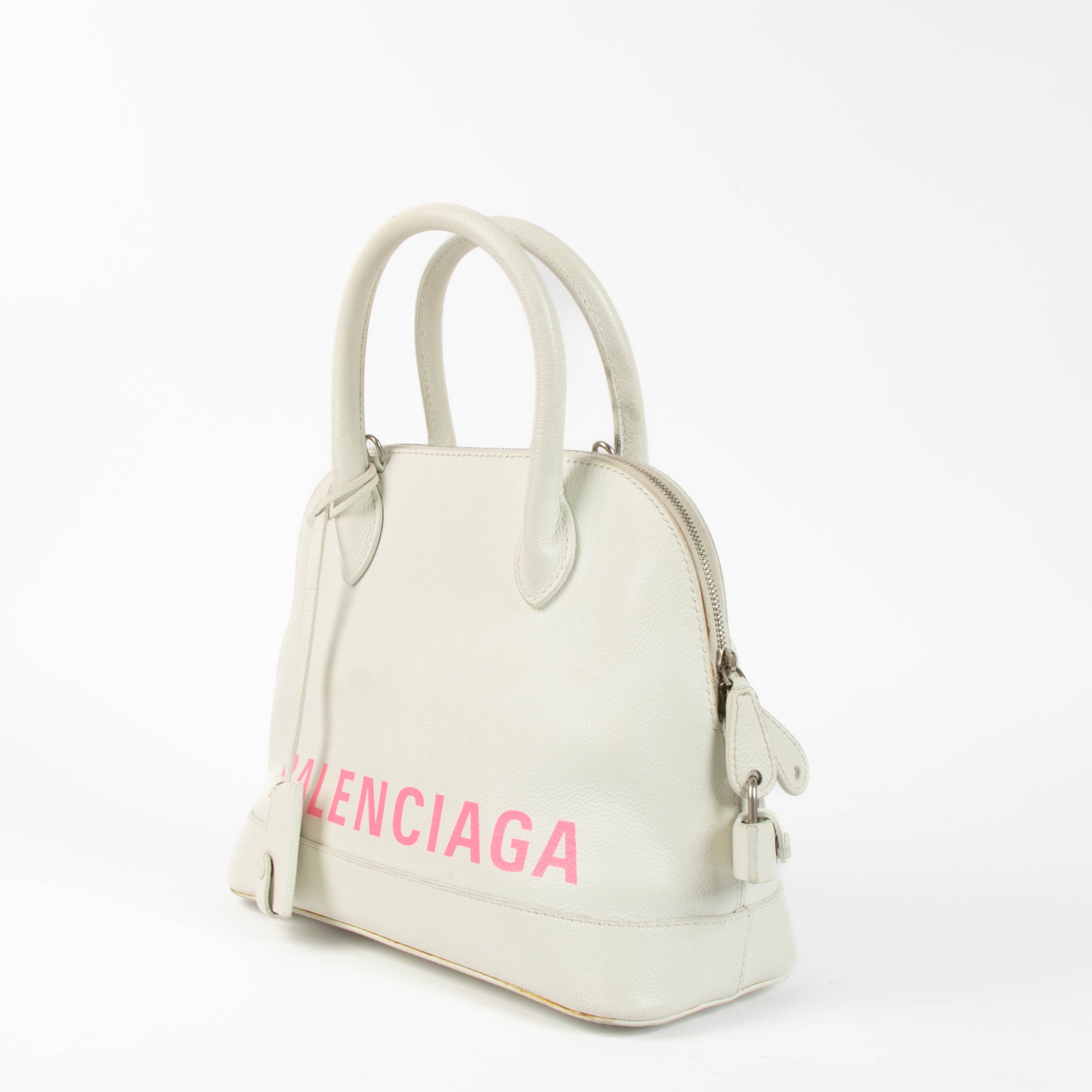 Balenciaga White Logo Ville Small Bag