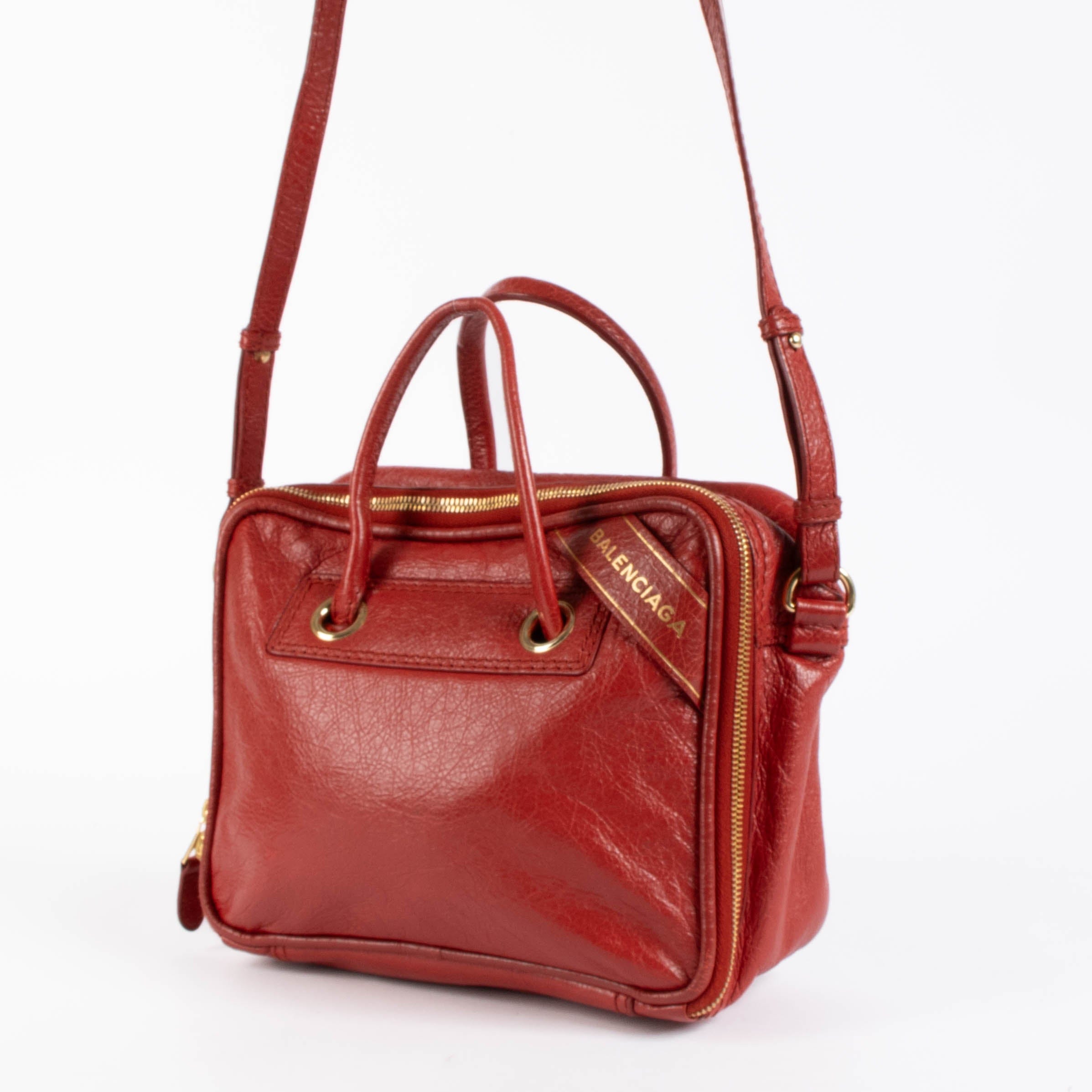 Balenciaga Red Blanket Square S Bag