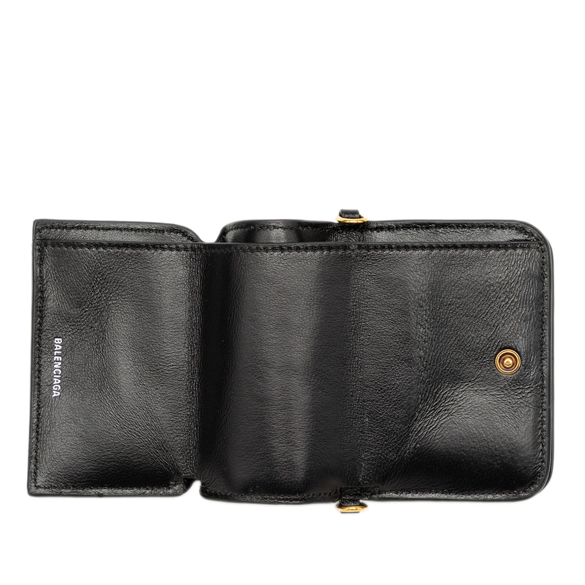 Balenciaga Mini Grained Calfskin Logo Cash Wallet On Chain
