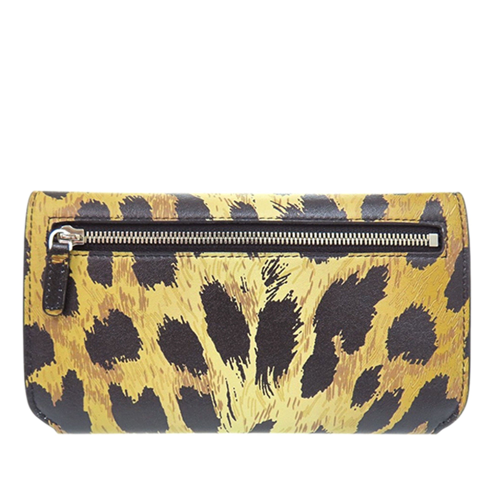 Balenciaga Leopard Printed Calfskin Continental Wallet on Chain