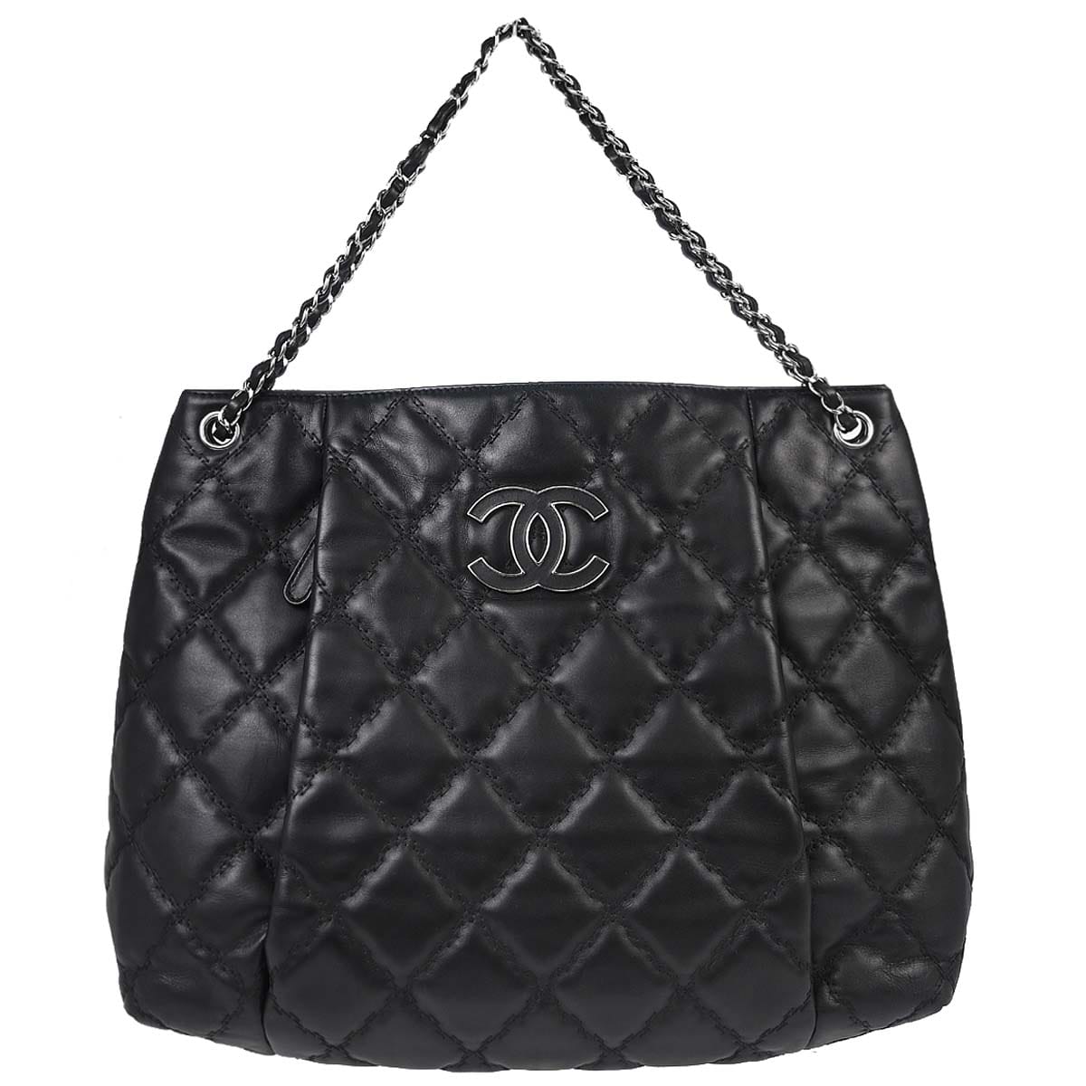 Chanel 2013 - 2014 Black Lambskin Hamptons Tote Handbag