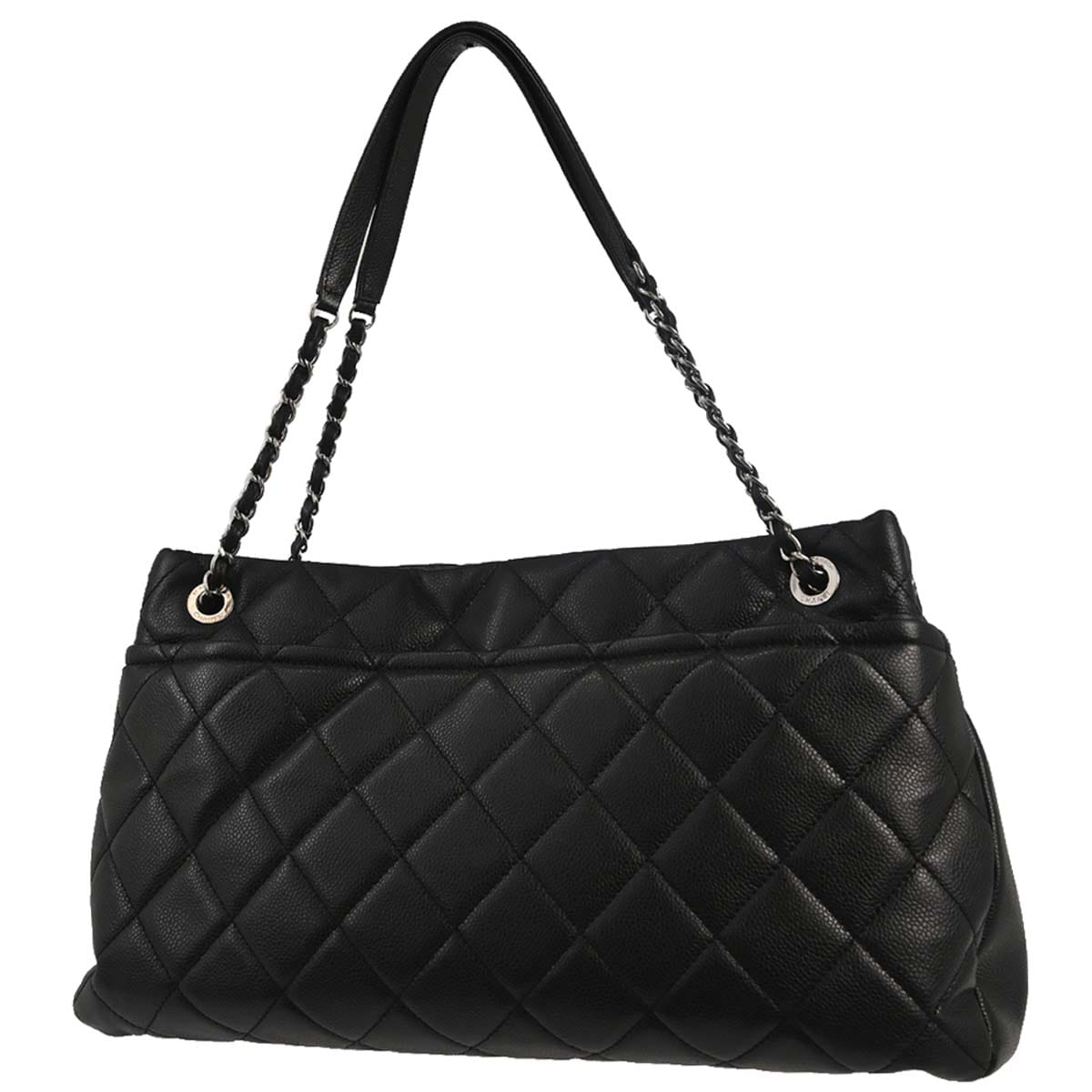 Chanel 2012 Black Caviar Skin Timeless CC Chain Tote Bag