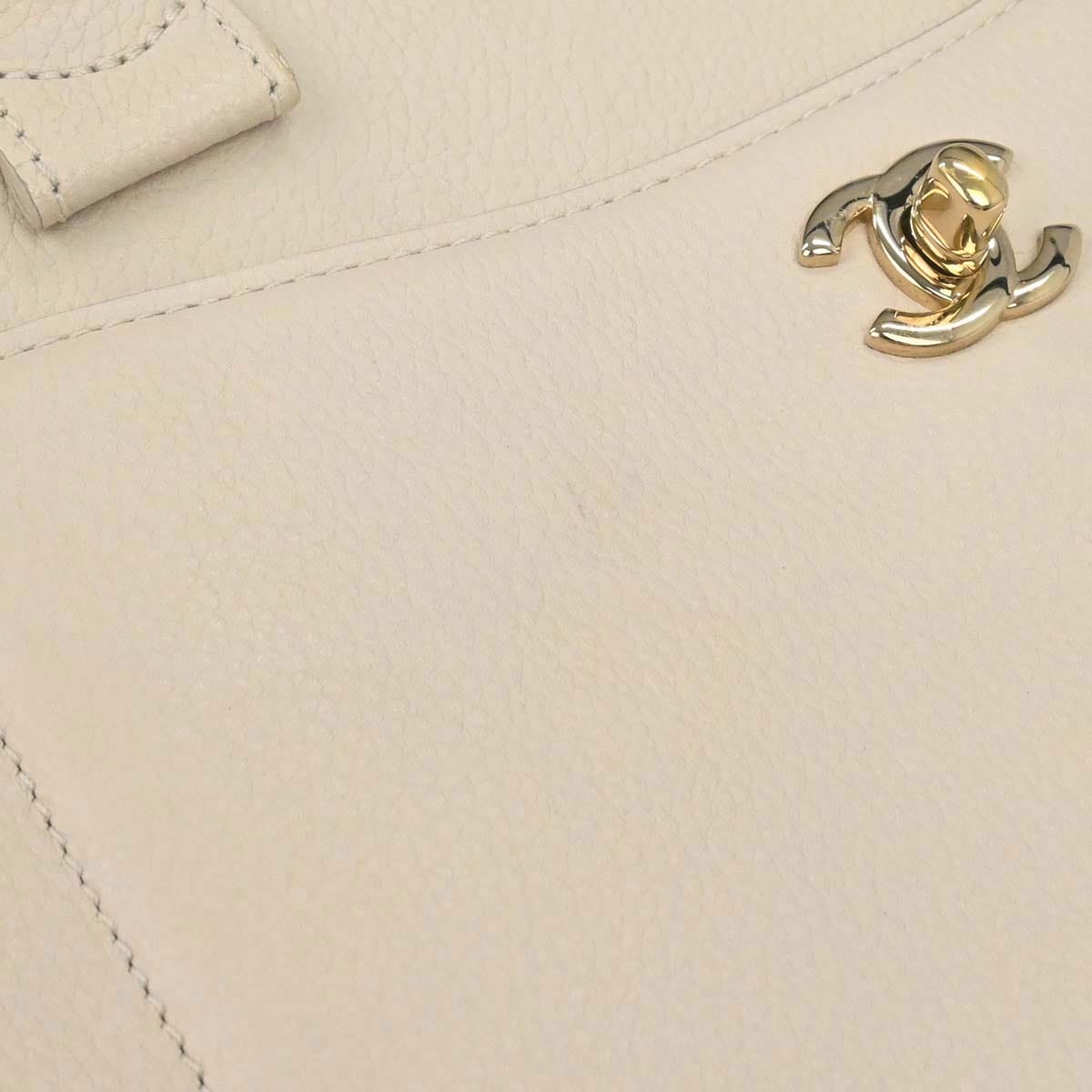 Chanel 2017 - 2018 Beige Calfskin Executive Cerf Tote 2way Shoulder Handbag