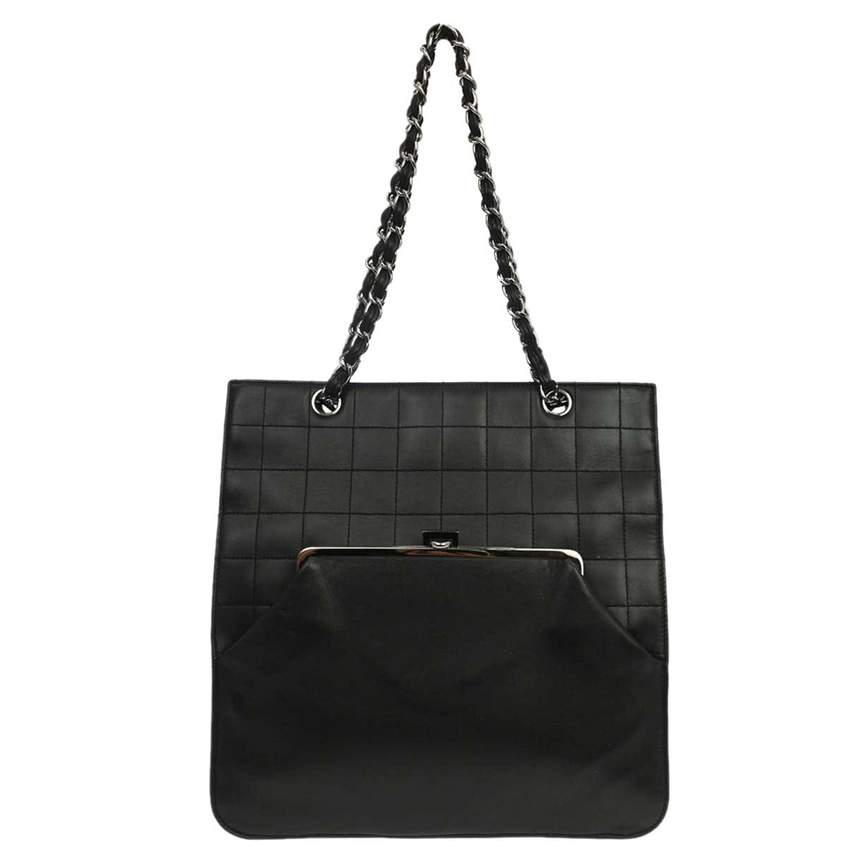 Chanel 2005 - 2006 Black Lambskin Choco Bar Tote Handbag