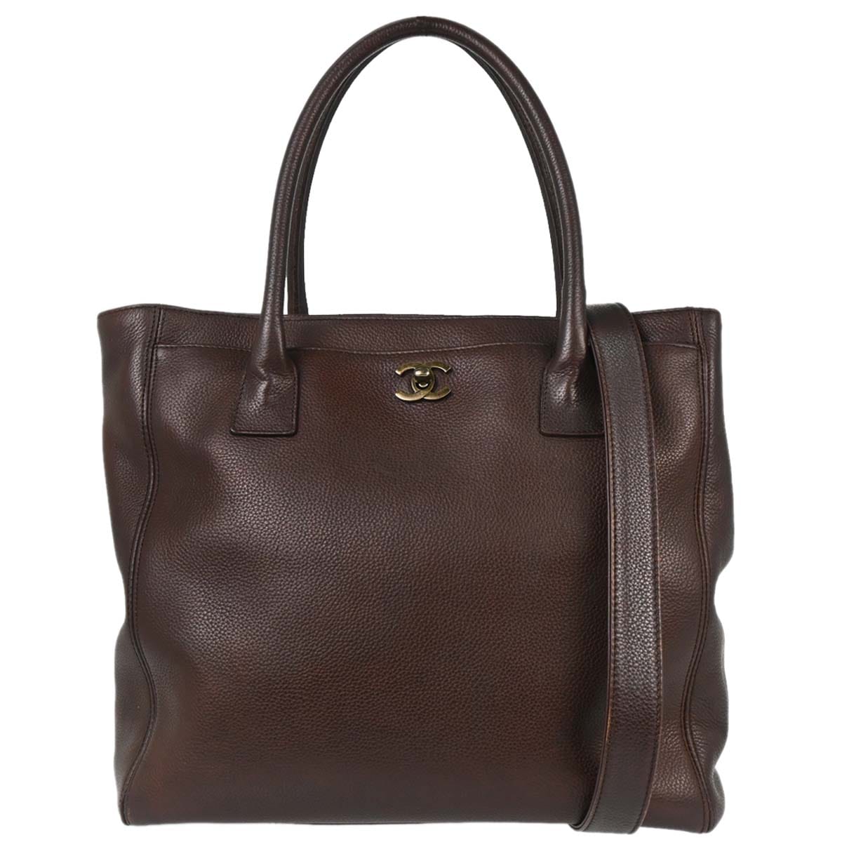 Chanel 2000 - 2002 Brown Calfskin Executive Cerf Tote Bag 2way Handbag
