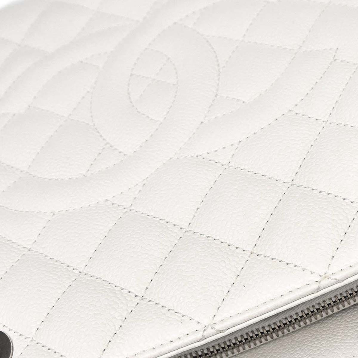 Chanel 2011 White Caviar Grand Shopping Tote GST Chain Handbag