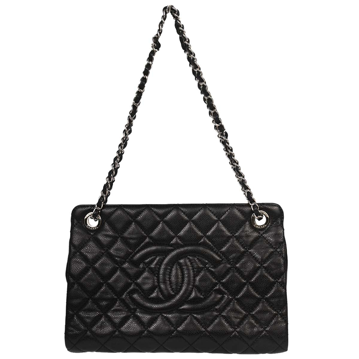 Chanel 2012 - 2013 Black Caviar Skin Chain Tote Bag