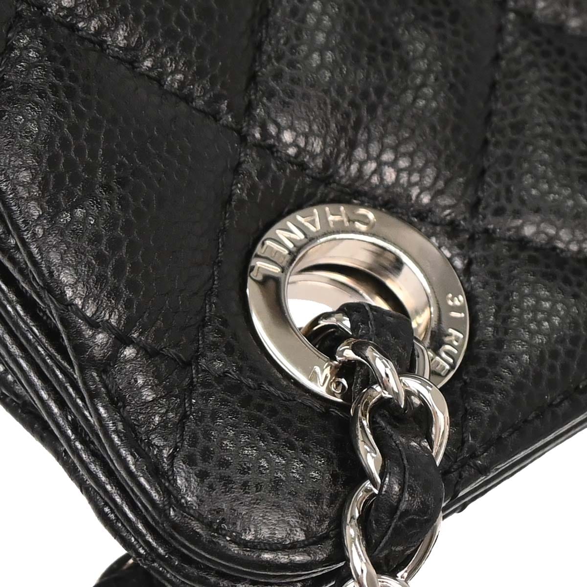 Chanel 2012 - 2013 Black Caviar Skin Chain Tote Bag