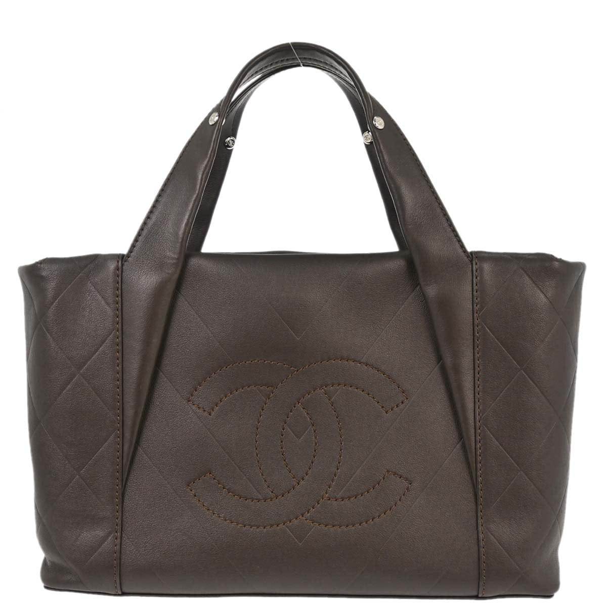 Chanel 2006 - 2008 Brown Lambskin Chevron Tote Handbag