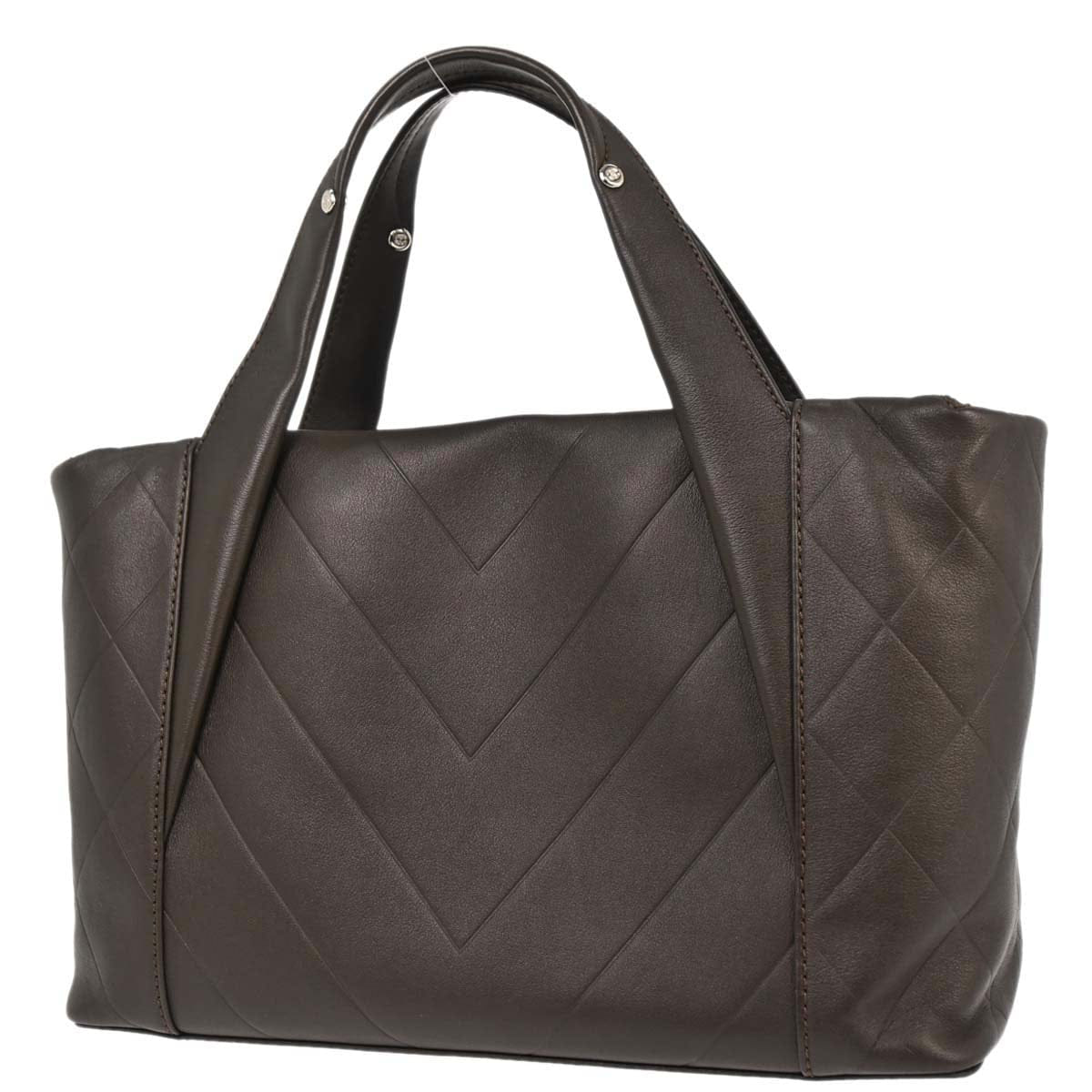Chanel 2006 - 2008 Brown Lambskin Chevron Tote Handbag
