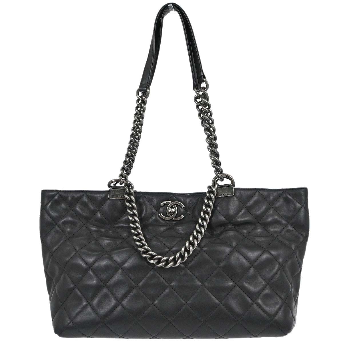 Chanel 2014 - 2015 Black Calfskin Shopping In Chains 2way Shoulder Tote Bag