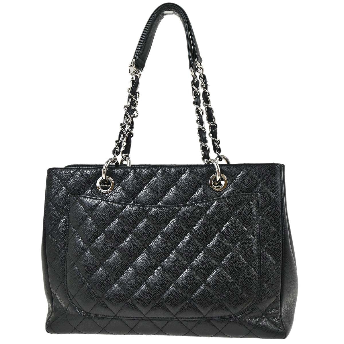 Chanel 2012 - 2013 Black Caviar Skin Grand Shopping Tote GST Chain Handbag