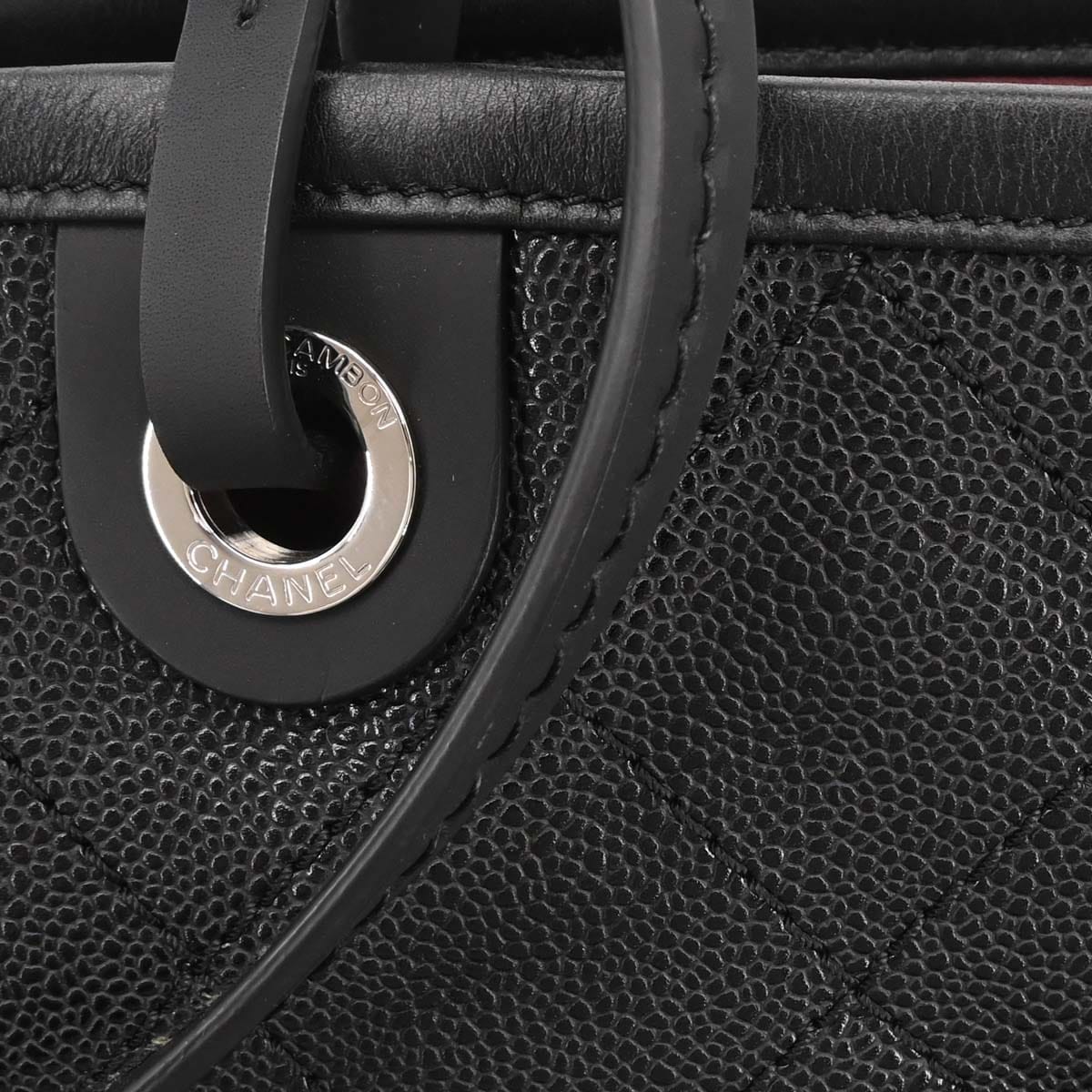 Chanel 2014 Black Caviar Skin On The Road Shopping Fever Tote Bag
