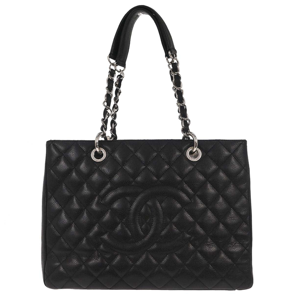 Chanel 2010 - 2011 Black Caviar Skin Grand Shopping Tote GST Chain Handbag