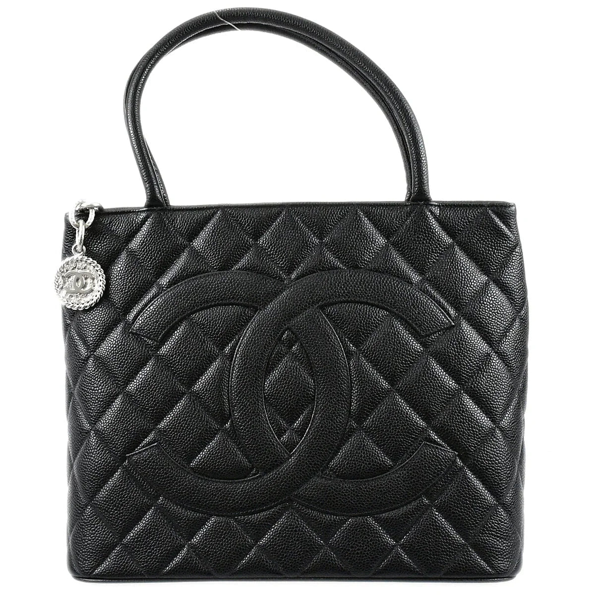 Chanel 2002 - 2003 Medallion Tote Handbag Black Caviar