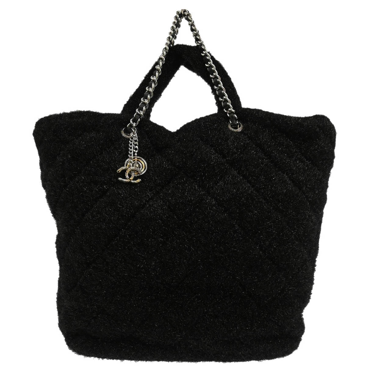 Chanel 2017 - 2018 Black Pluto Glitter Shopping Tote Chain Handbag