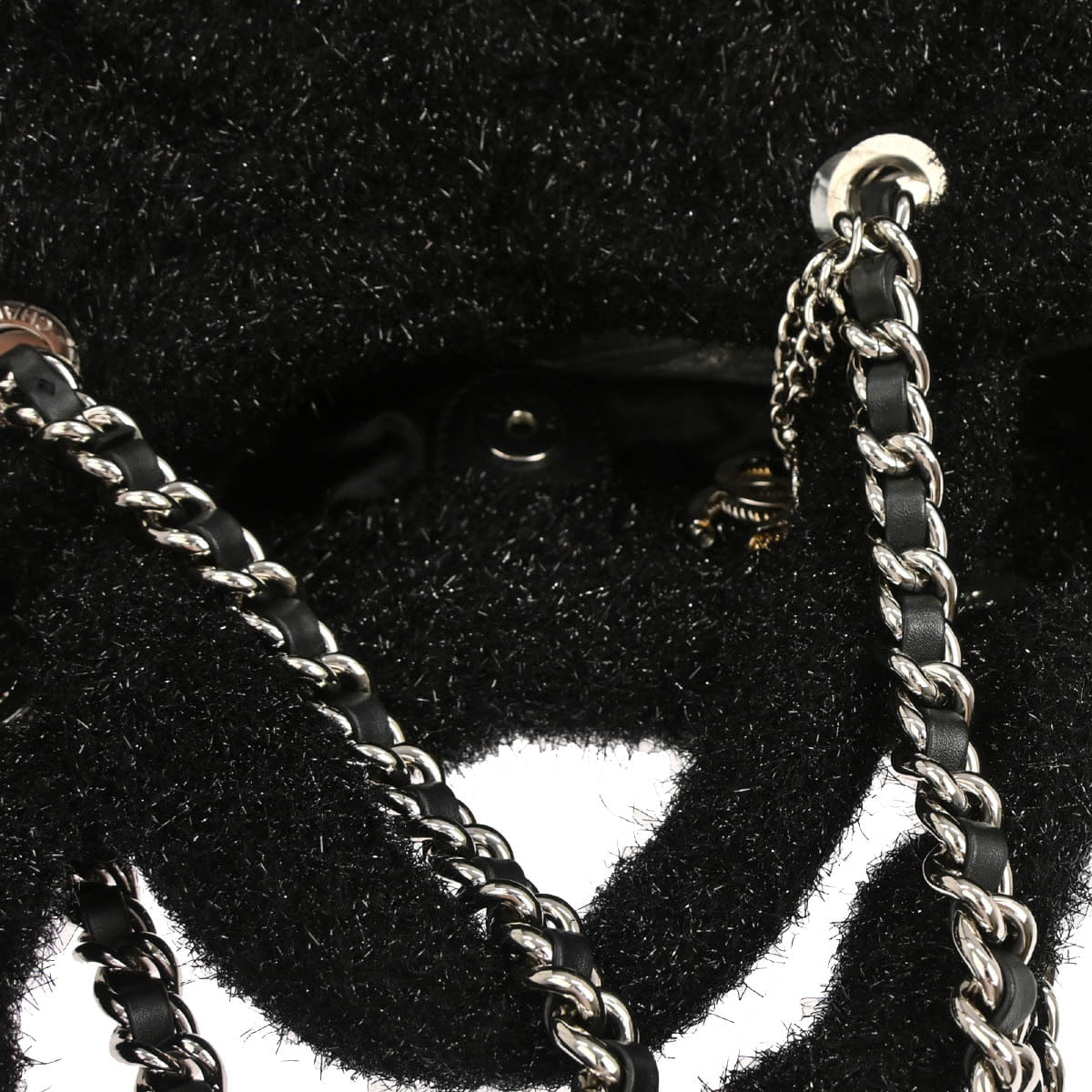 Chanel 2017 - 2018 Black Pluto Glitter Shopping Tote Chain Handbag