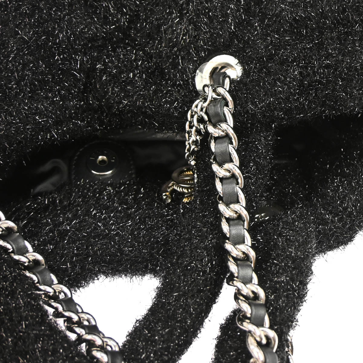 Chanel 2017 - 2018 Black Pluto Glitter Shopping Tote Chain Handbag