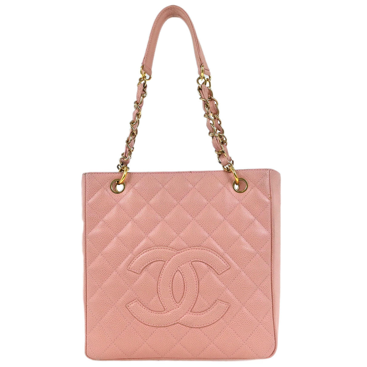 Chanel 2002 - 2003 Pink Caviar Petite Shopping Tote PST Chain Handbag