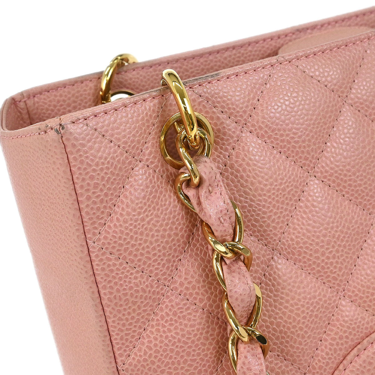 Chanel 2002 - 2003 Pink Caviar Petite Shopping Tote PST Chain Handbag