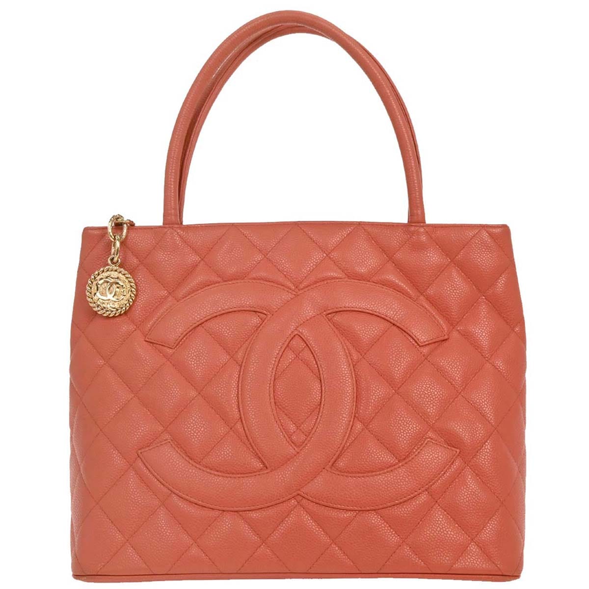 Chanel 2003 - 2004 Orange Caviar Medallion Tote Handbag