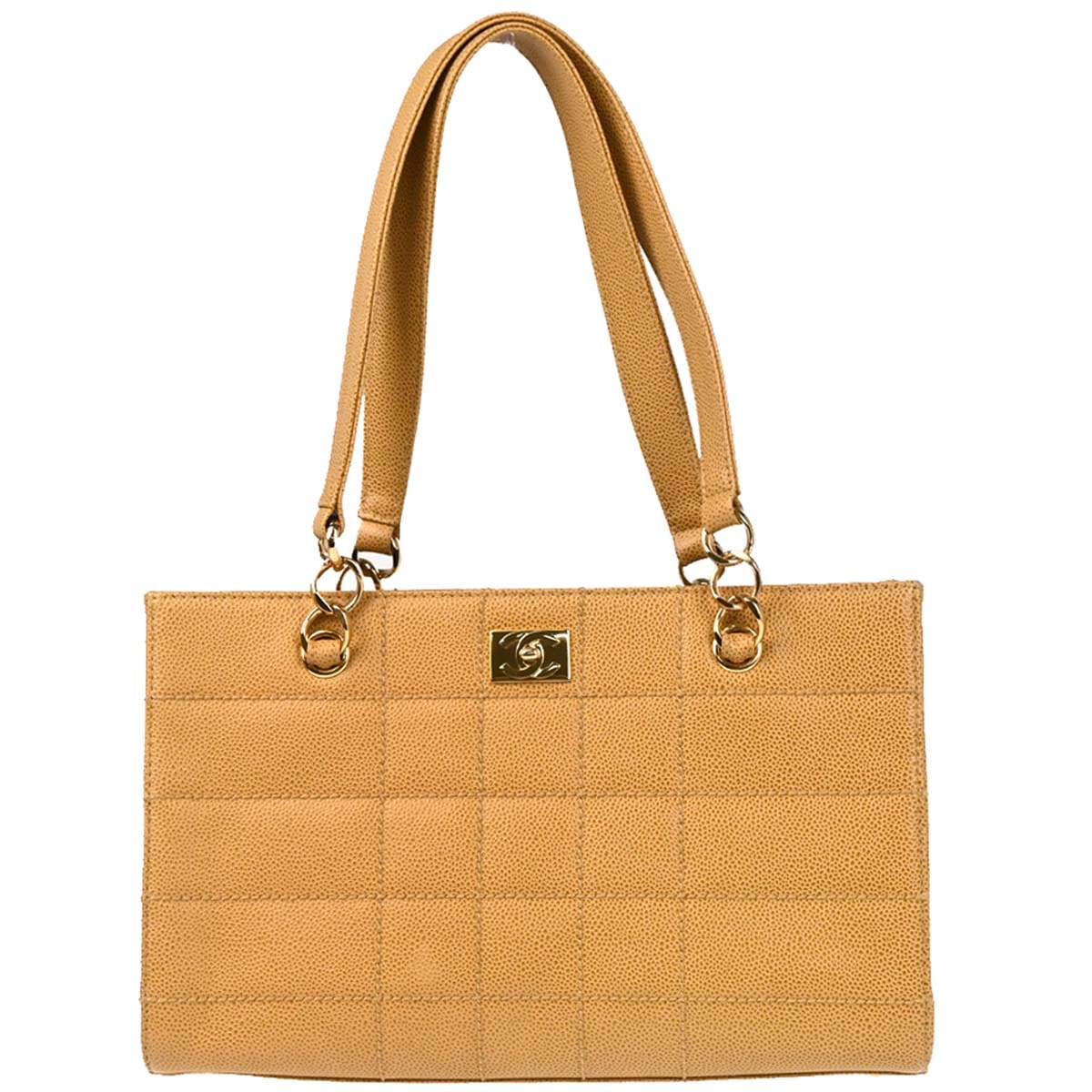 Chanel 2002 - 2003 Beige Caviar Choco Bar Tote Handbag