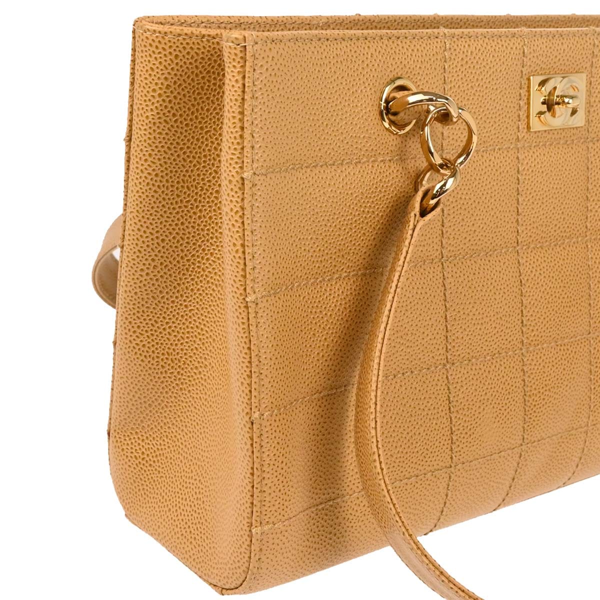 Chanel 2002 - 2003 Beige Caviar Choco Bar Tote Handbag