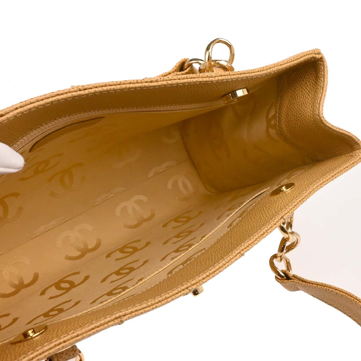Chanel 2002 - 2003 Beige Caviar Choco Bar Tote Handbag
