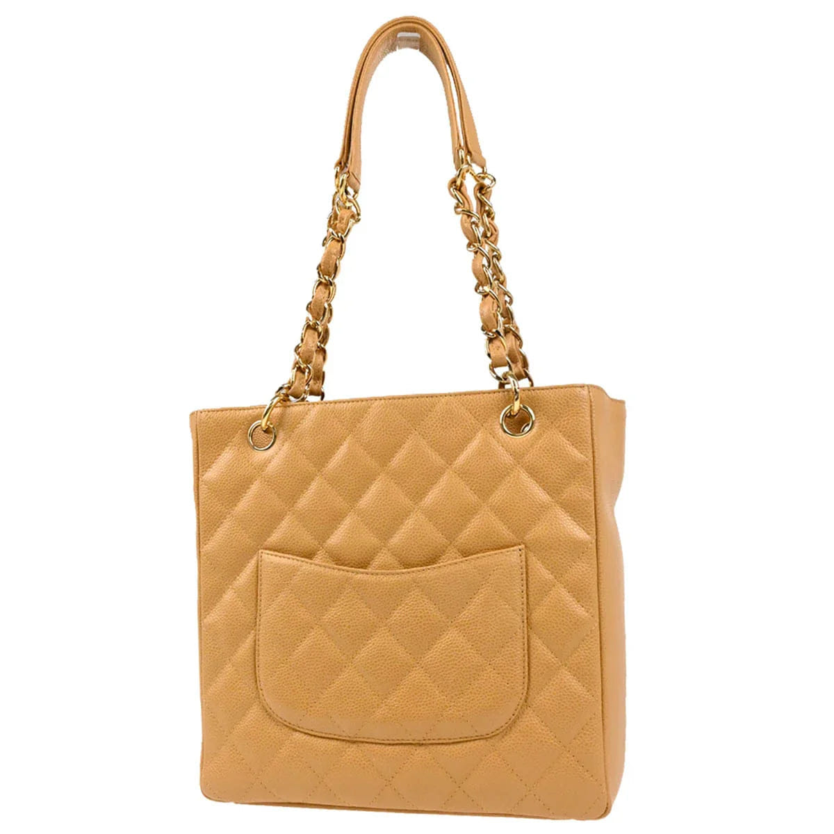 Chanel 2005 - 2006 Beige Caviar Petite Shopping Tote PST Chain Handbag