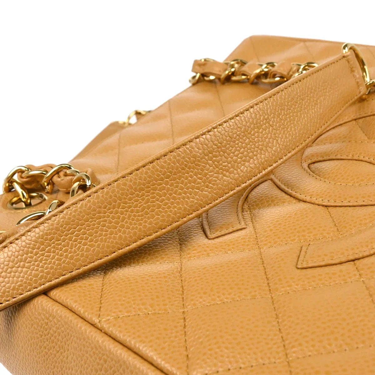 Chanel 2005 - 2006 Beige Caviar Petite Shopping Tote PST Chain Handbag