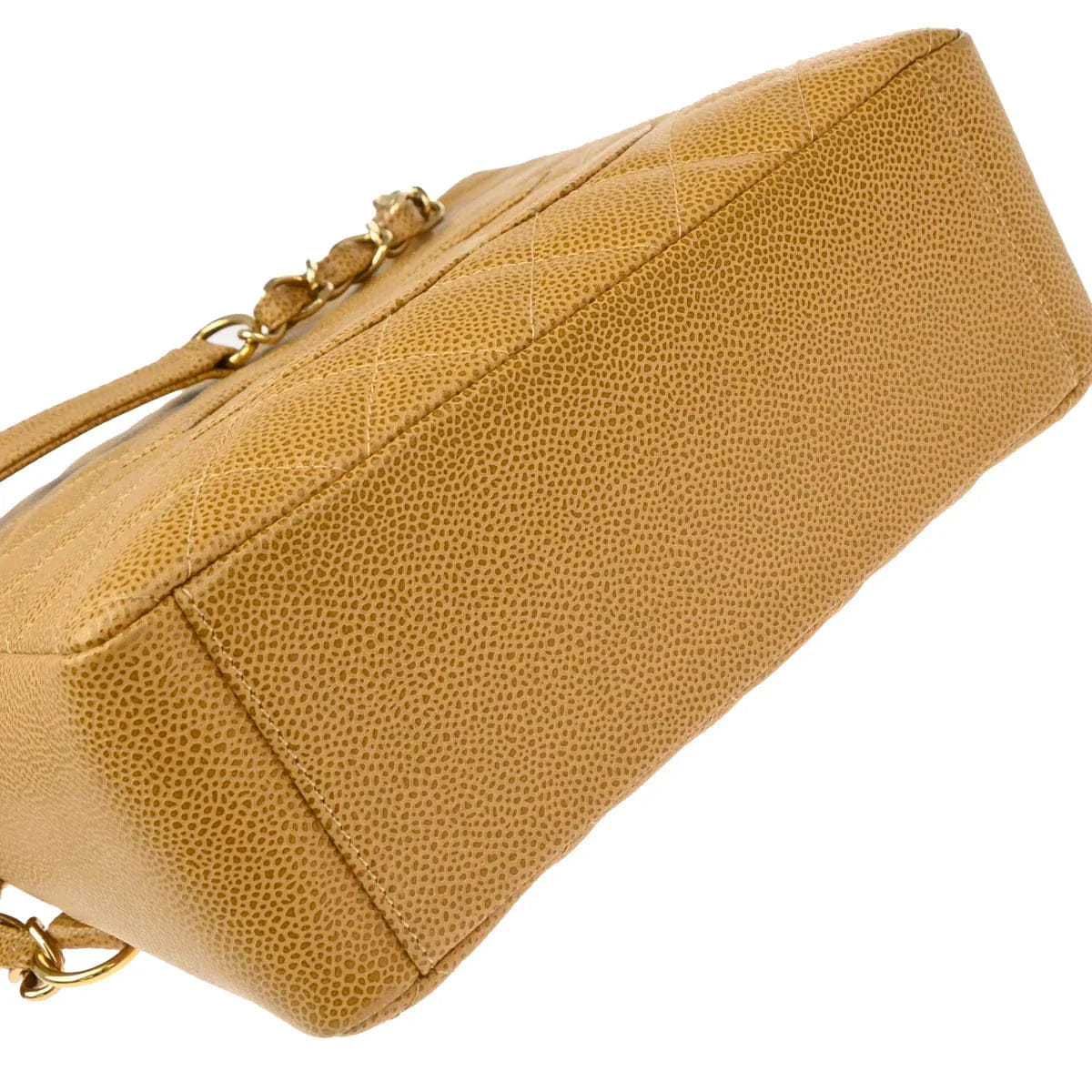 Chanel 2003 - 2004 Beige Caviar Petite Shopping Tote PST Chain Handbag