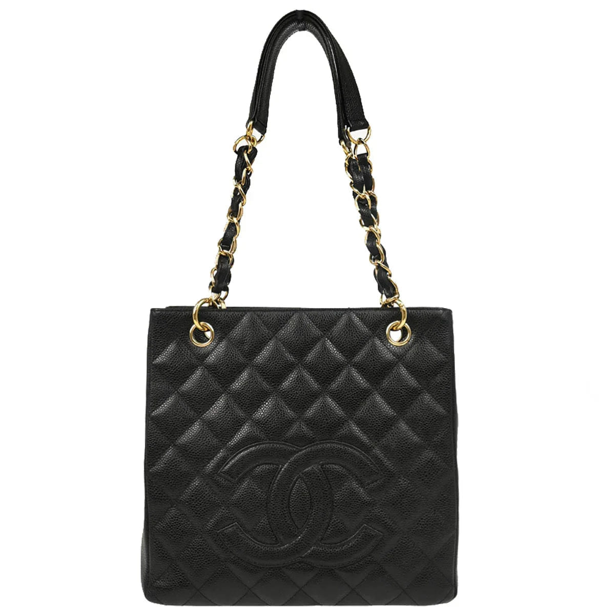 Chanel 2005 - 2006 Black Caviar Petite Shopping Tote PST Chain Handbag