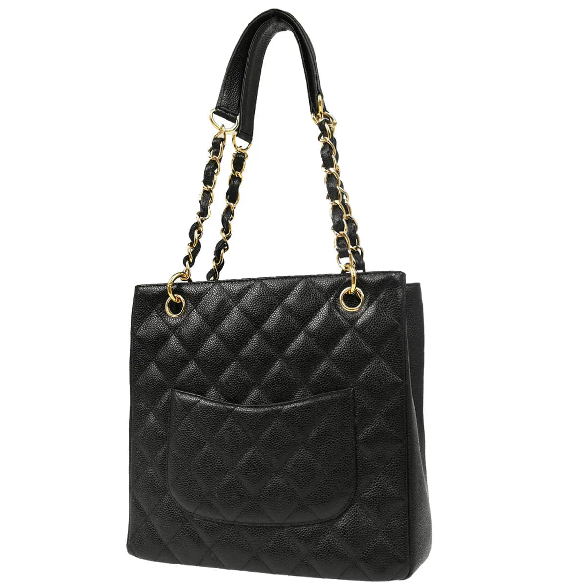 Chanel 2005 - 2006 Black Caviar Petite Shopping Tote PST Chain Handbag