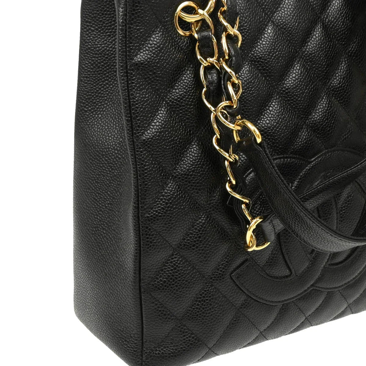 Chanel 2005 - 2006 Black Caviar Petite Shopping Tote PST Chain Handbag