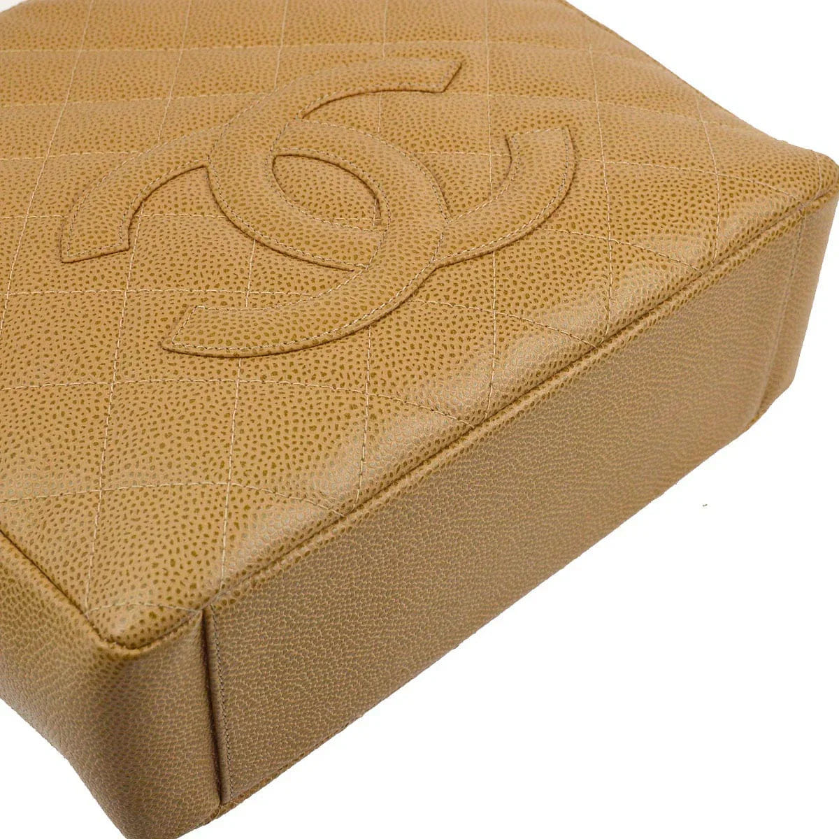 Chanel 2003 - 2004 Beige Caviar Petite Shopping Tote PST Handbag