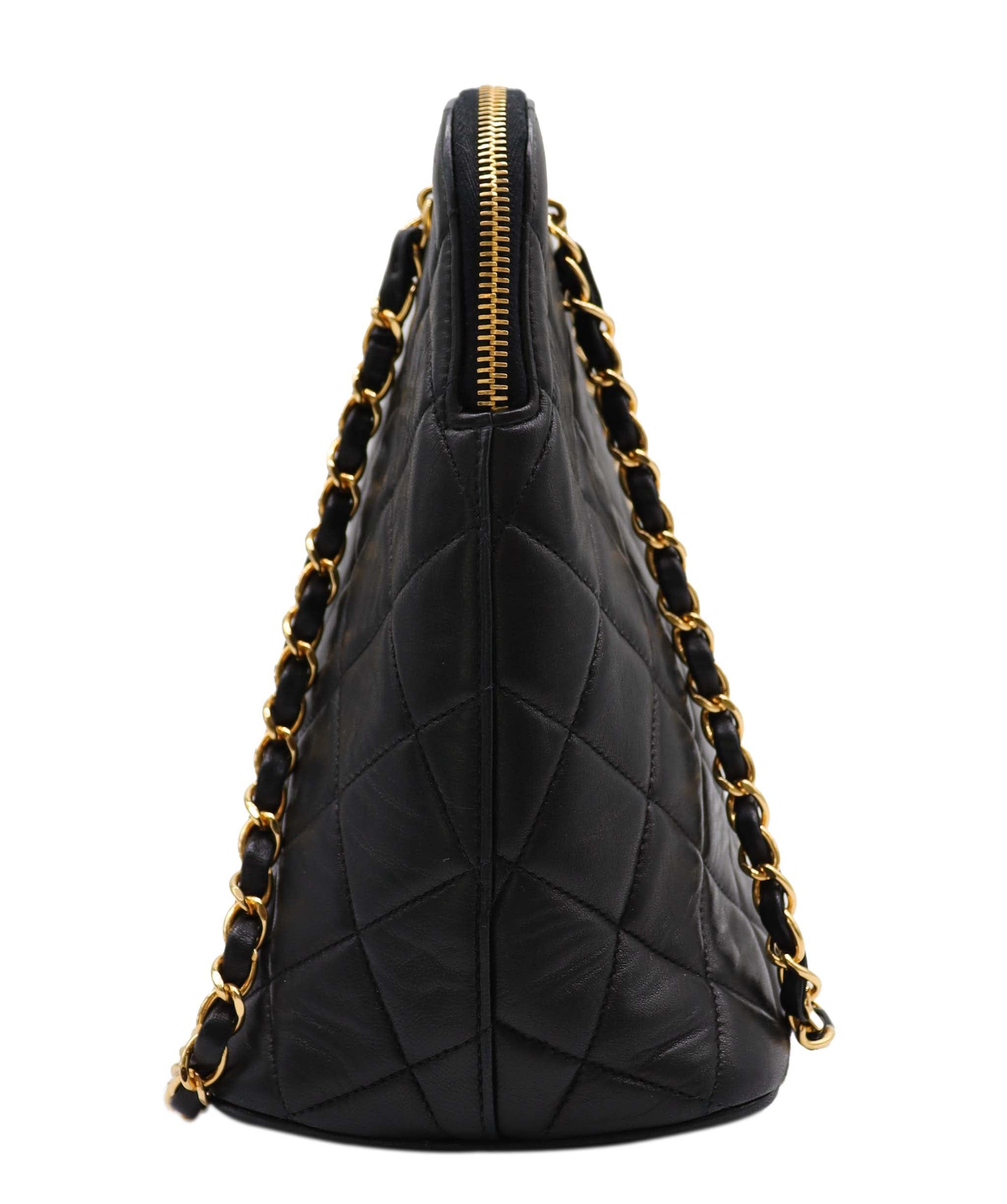 Chanel Vintage Alma Zip Tote Black Lambskin GHW #4 SKC1994