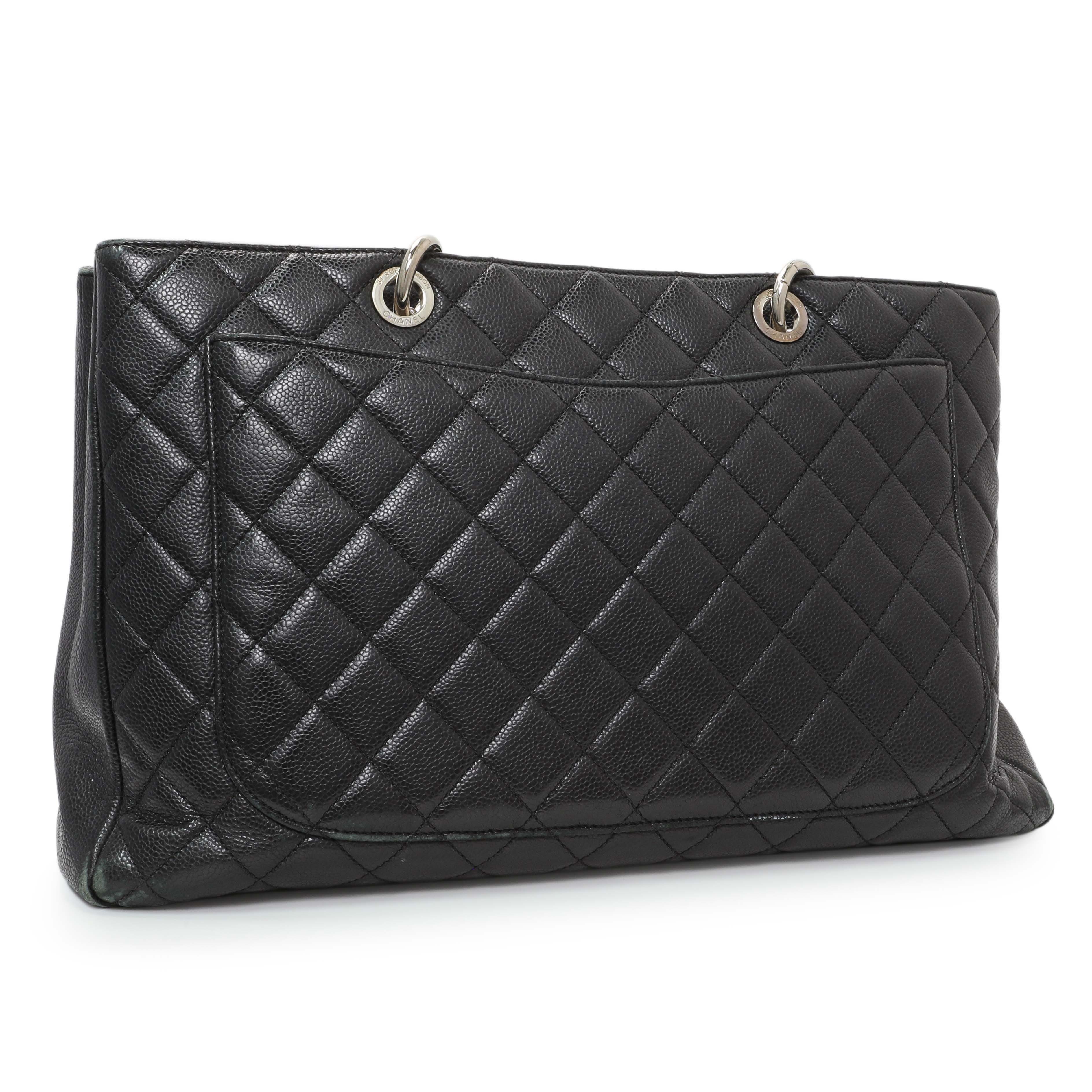Chanel Black Quilted Caviar XL Grand Shopping Tote GST