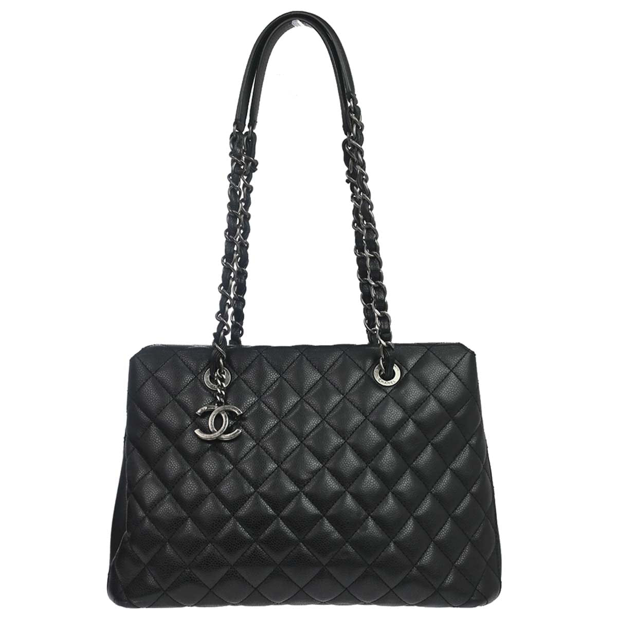 Chanel 2015 - 2016 Black Caviar Skin Tote Chain Handbag