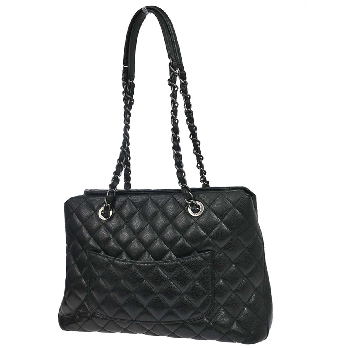 Chanel 2015 - 2016 Black Caviar Skin Tote Chain Handbag