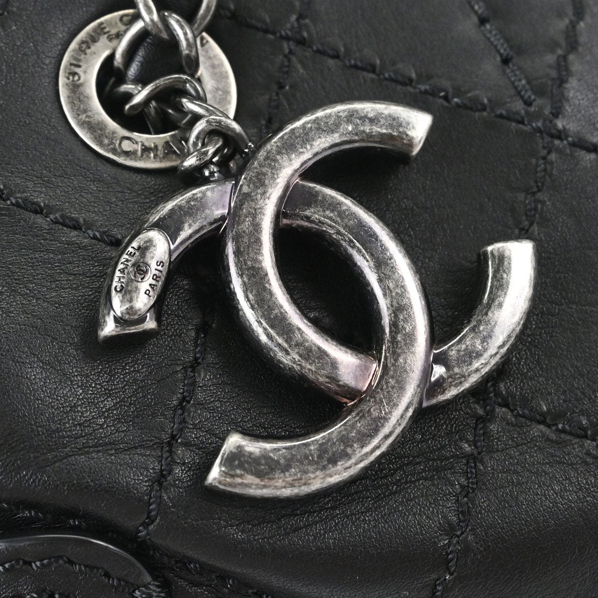 Chanel 2015 - 2016 Black Calfskin Wild Stitch CC Pocket Tote 2way Handbag