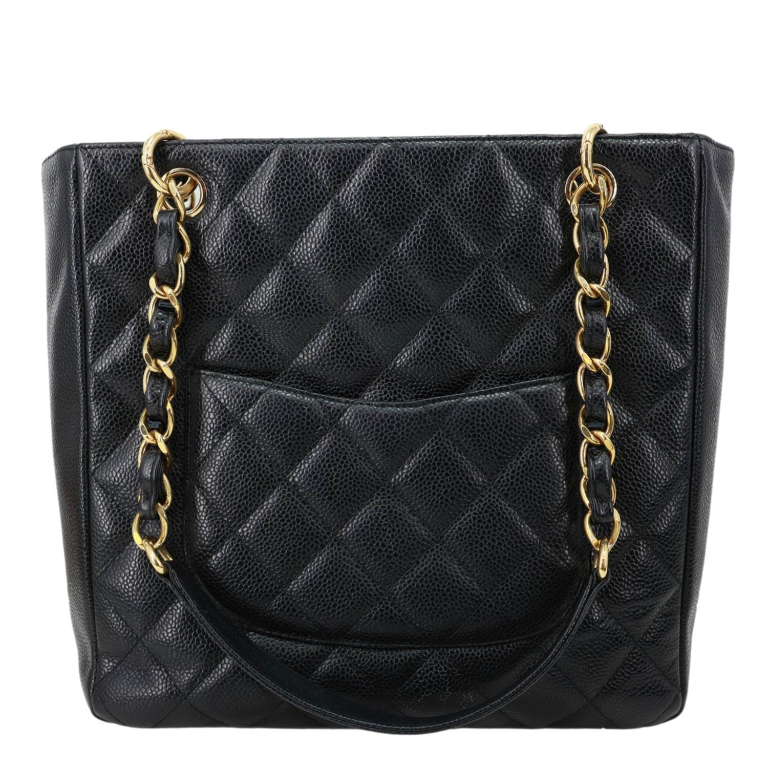 CHANEL PST Petite Quilted Caviar Leather Shopping Tote Black