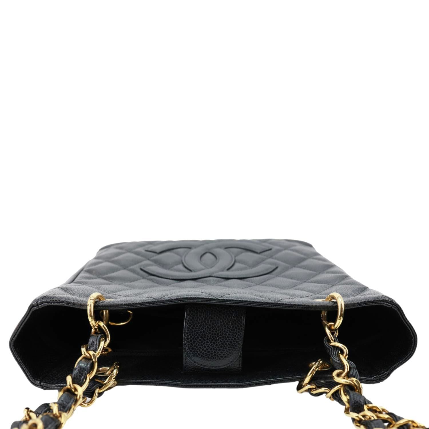 CHANEL PST Petite Quilted Caviar Leather Shopping Tote Black