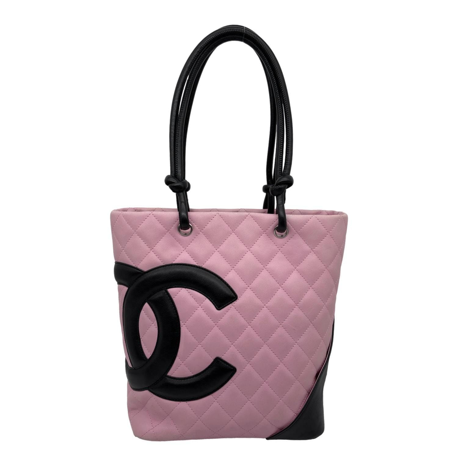 CHANEL Cambon Ligne Quilted Calfskin Leather Tote Bag Pink
