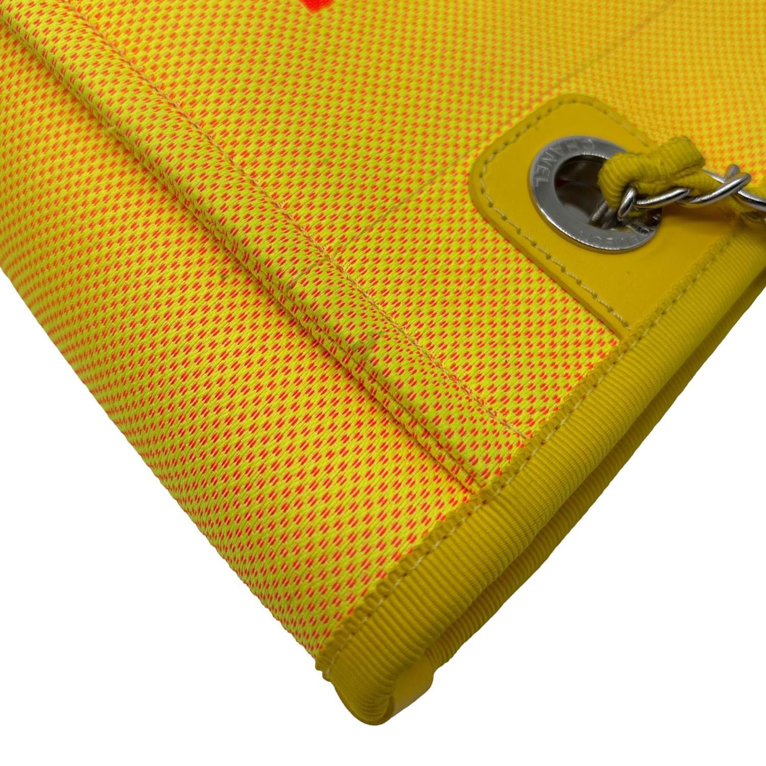 CHANEL Deauville Mini Canvas Shopping Tote Bag Yellow