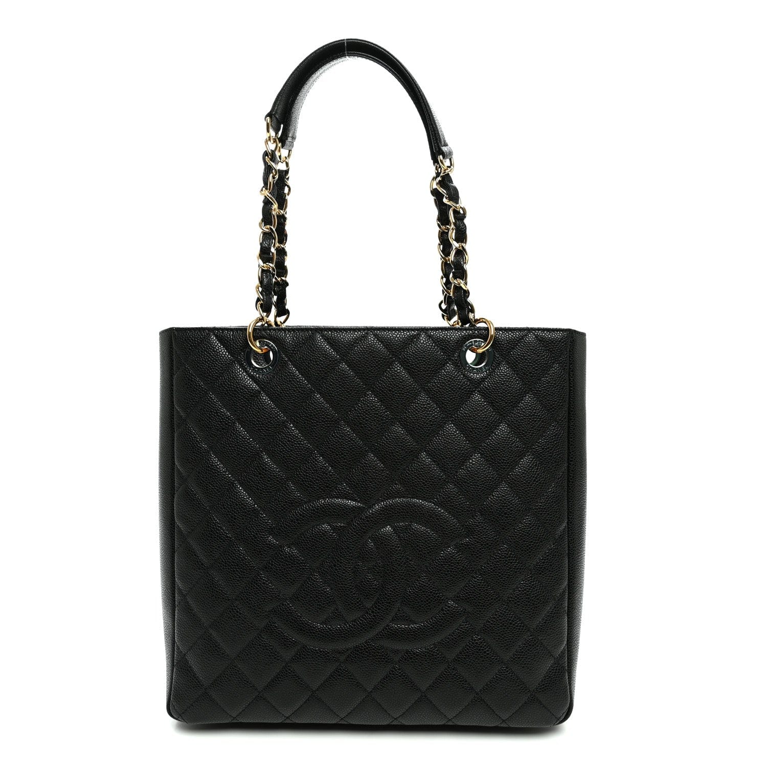 Chanel Caviar Quilted Vertical Grand Shopping Tote GST Black