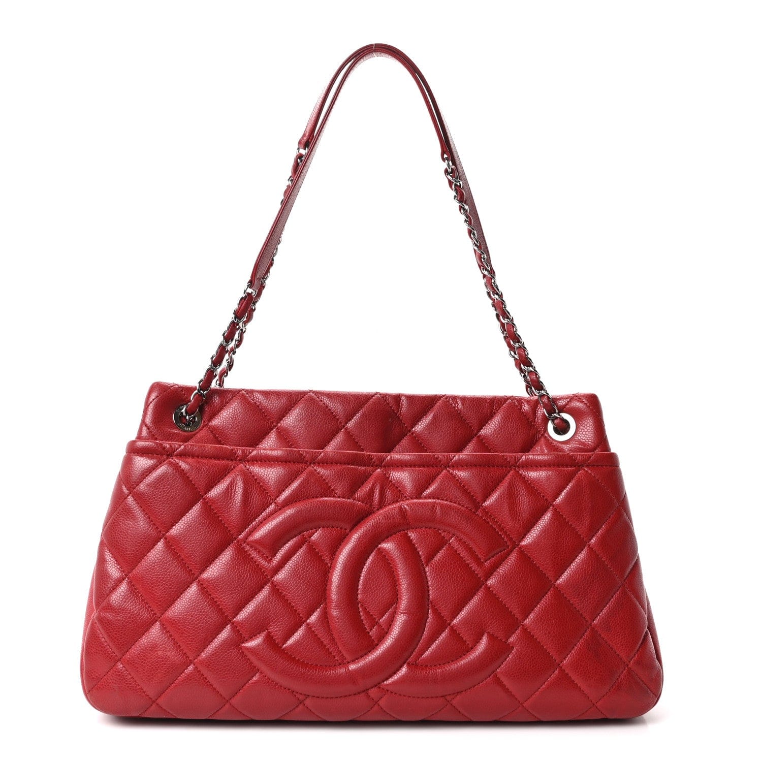 Chanel Caviar Quilted Timeless CC Soft Tote Red Red
