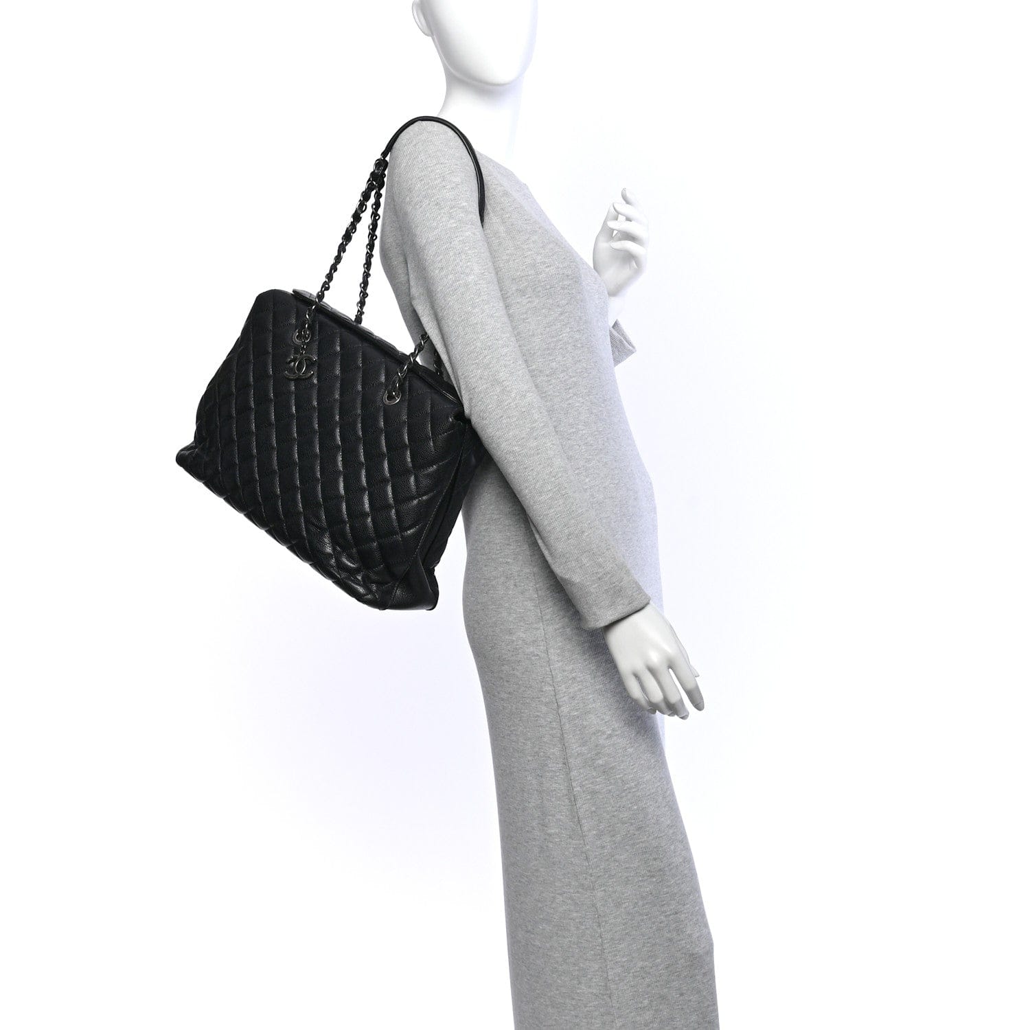 Chanel Caviar Quilted City Shopping Tote Black